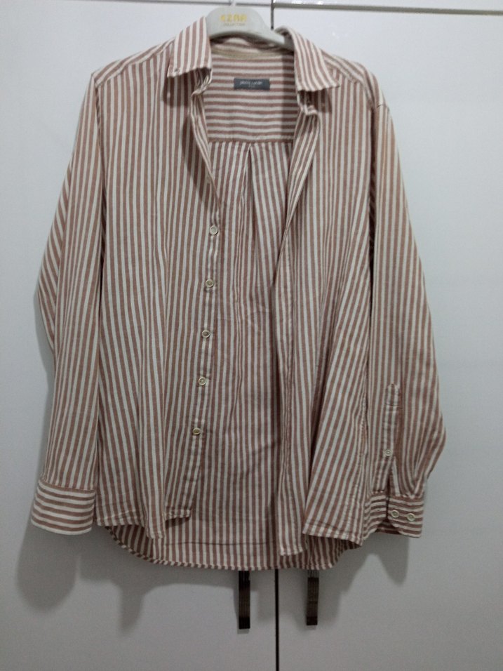 Bej Gri Çizgili Regular Fit Erkek Gömlek - Görsel 5