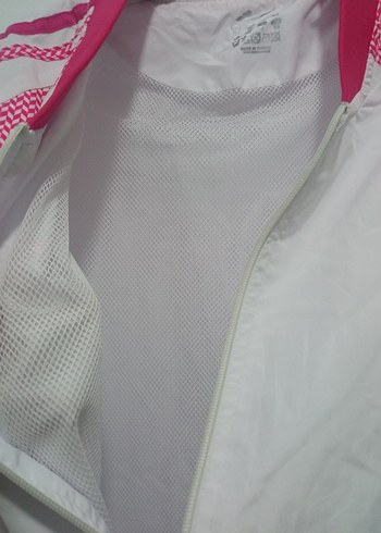 Beyaz Kırmızı Fermuarlı Spor Kadın Ceket - Görsel 5