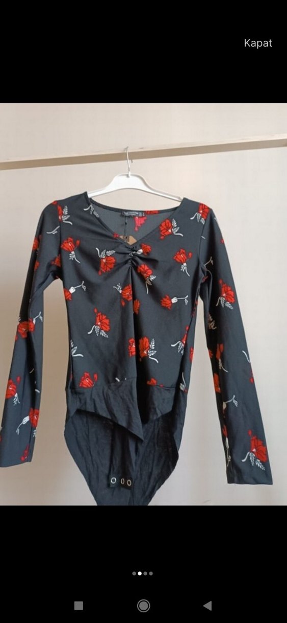 Desenli V Yaka Uzun Kollu Kadın Bluz - Görsel 2