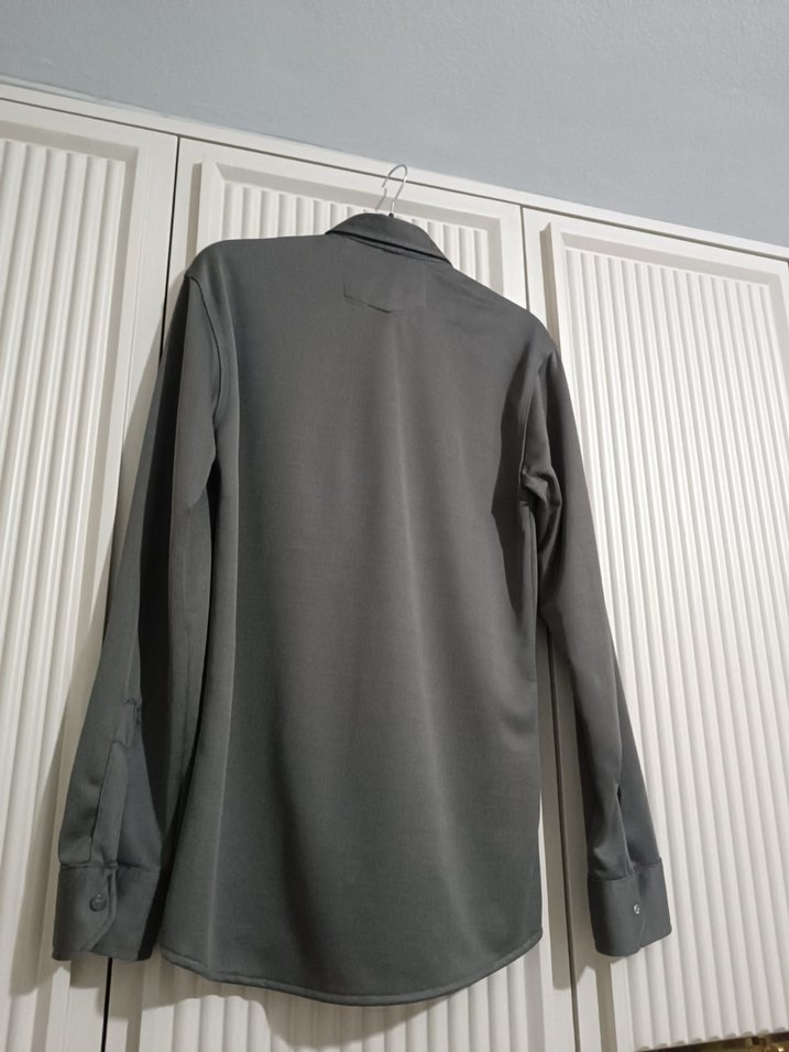 Gri Uzun Kollu Erkek Regular Fit Gömlek - Görsel 3