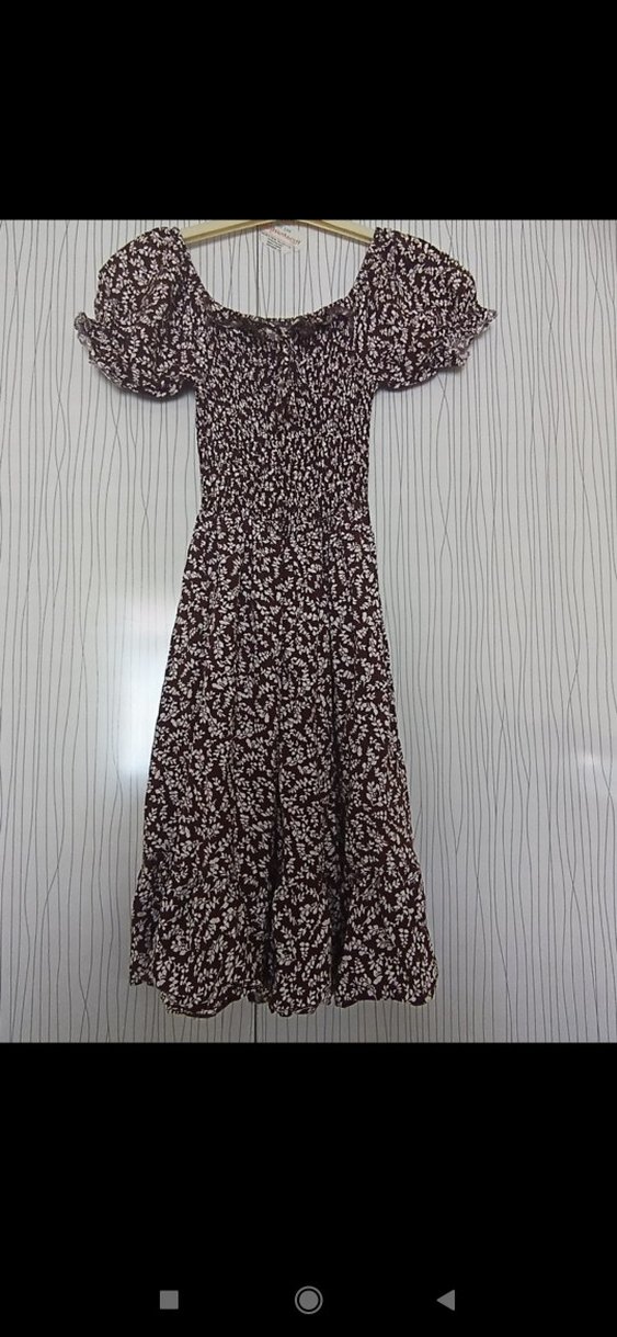 Kahverengi Volanlı Midi Bohem Elbise - Görsel 2