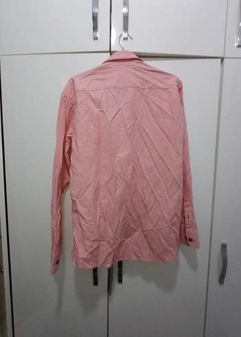 Pembe Düğmeli Uzun Kollu Erkek Gömlek - Görsel 2
