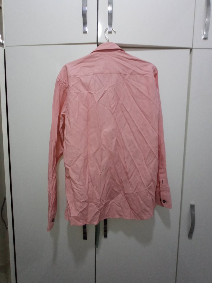 Pembe Düğmeli Uzun Kollu Erkek Gömlek - Görsel 2