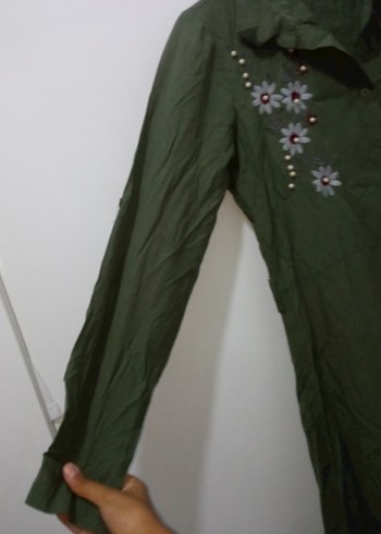 Yeşil Nakışlı Uzun Bohem Elbise - Görsel 2