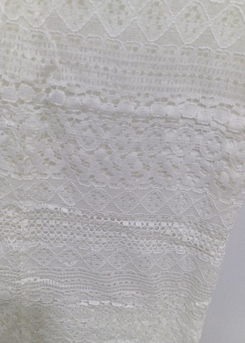 Dantel Detaylı Beyaz Mini Örme Elbise - Görsel 2