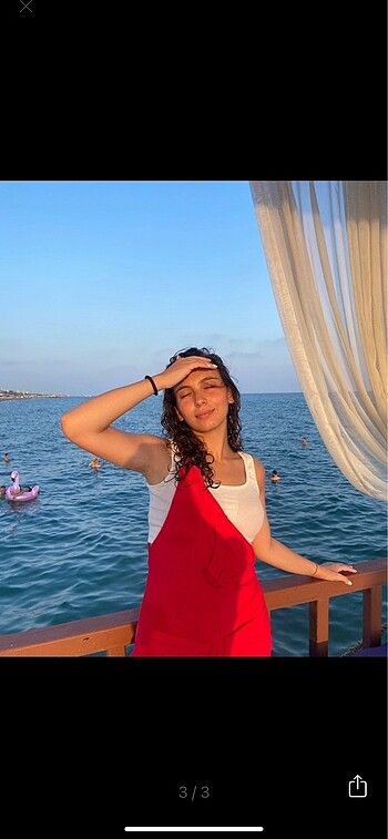 Kırmızı Gofre Kumaş Salopet Tulum
