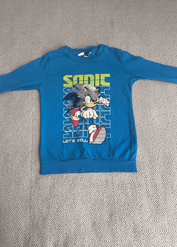 6 Yaş Beden Mavi Sonic Baskılı Erkek Sweatshirt