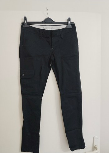 Mango Siyah Kadın Kemerli Denim Pantolon