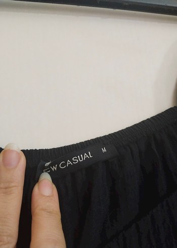 LC Waikiki Düğmeli Siyah Midi Keten Elbise