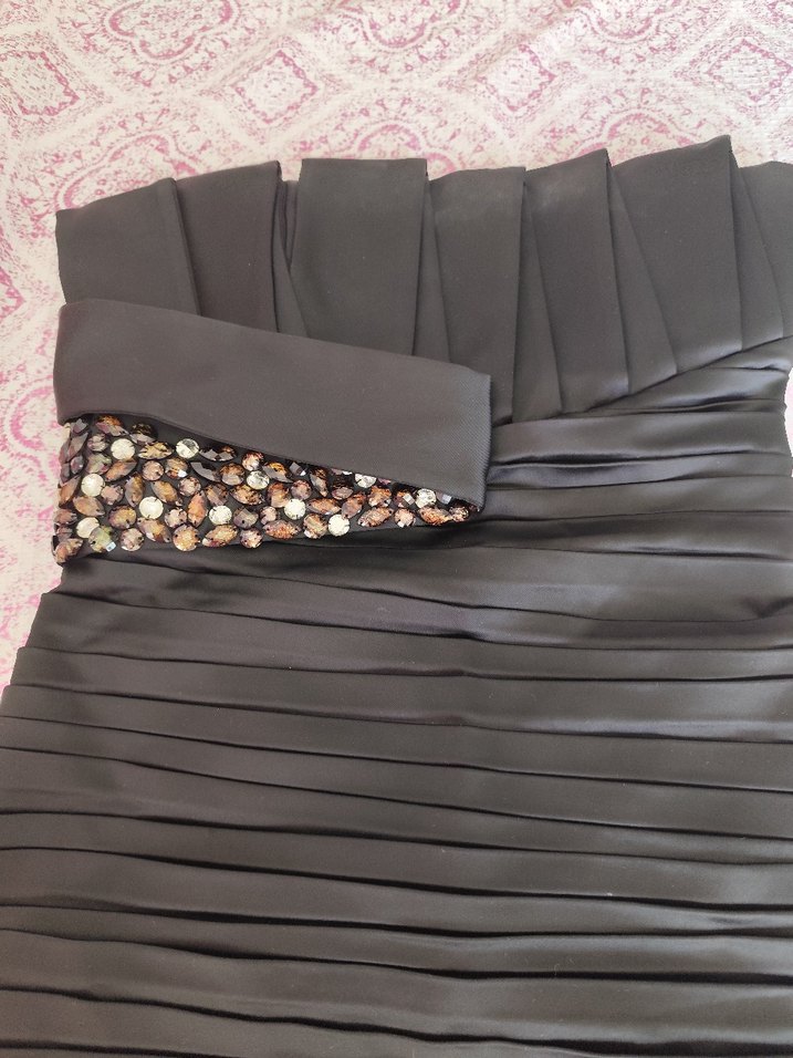 Straplez Pilili Siyah kisa Elbise - Görsel 2