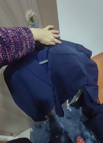 Mango Ceketli Lacivert Takım Elbise  - Görsel 4