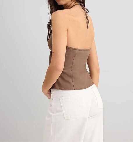 Trendyol & Milla İnce gabardin halter yaka dokuma bluz