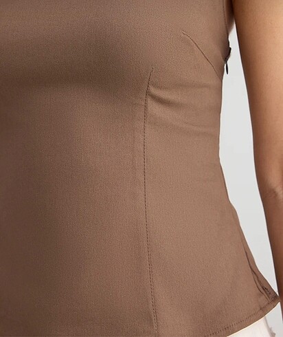 xs Beden İnce gabardin halter yaka dokuma bluz