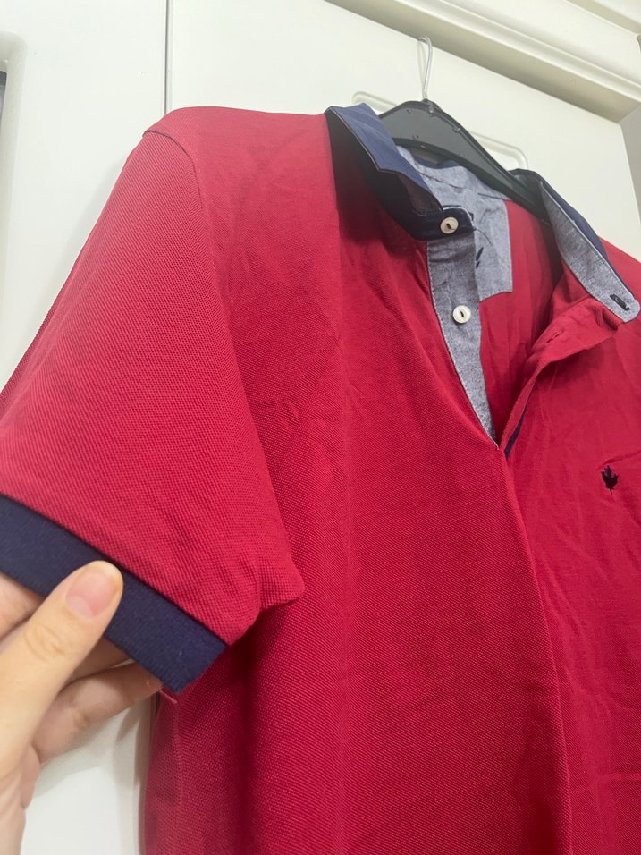 Kırmızı Erkek Polo Yaka Tişört - Görsel 3