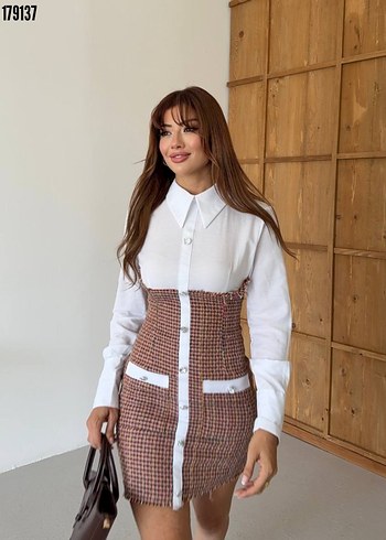 Gömlek Yaka  Mini Elbise - Görsel 3