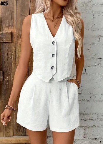 Keten şortlu takım S M L XL 2XL 3XL