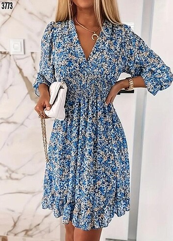 Çiçek desenli elbise S M L XL 2XL 3XL  - Görsel 6