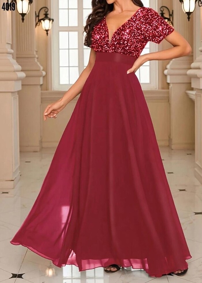 Şifon Abise Elbise S M L XL 2XL 3XL  - Görsel 5