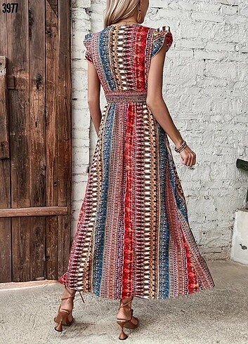 xxl Beden v yakalı yırtmaçlı elbise S M L XL 2XL 3XL 
