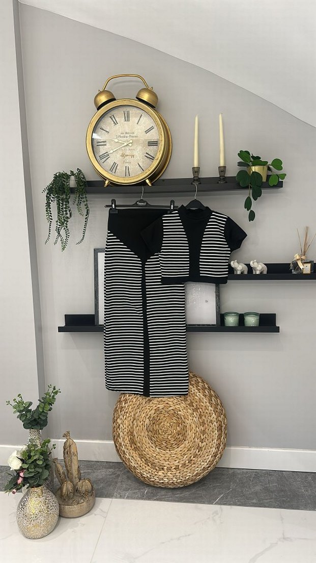 Çizgili, Etek Crop Takım indirimli - Görsel 2