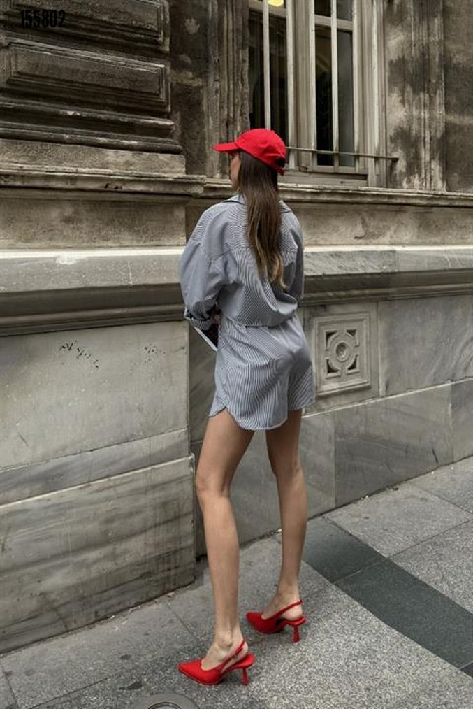 Gri Mini, Salaş Kesim, şortlu takım - Görsel 4