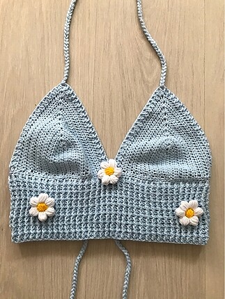 El yapımı mavi papatyalı bralet büstiyer