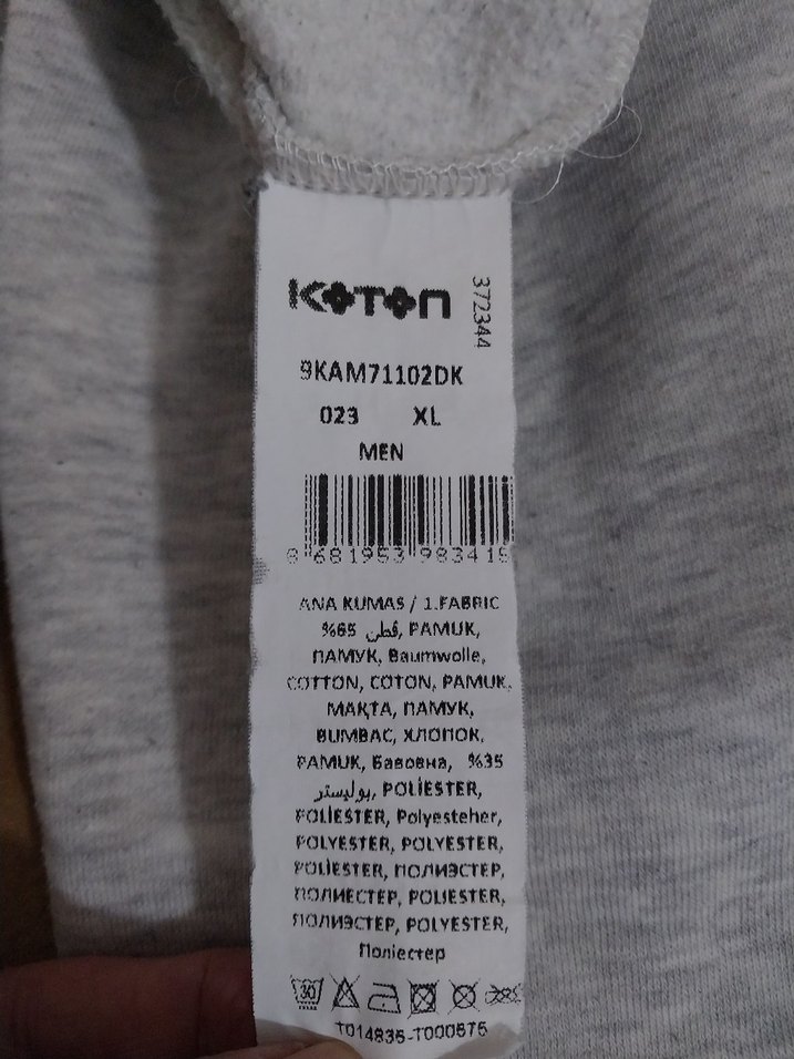 Koton sweat  T. kapsonlu
 Gri Kadın Bisiklet Yaka Sweatshirt - Görsel 4