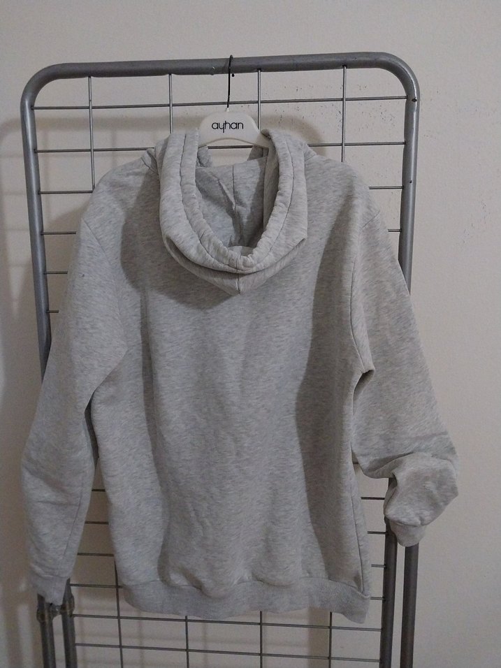 Koton sweat  T. kapsonlu
 Gri Kadın Bisiklet Yaka Sweatshirt - Görsel 3