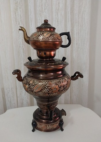 gaziantep Bakır. Bakır İşlemeli Geleneksel Semaver Çaydanlık - Görsel 2