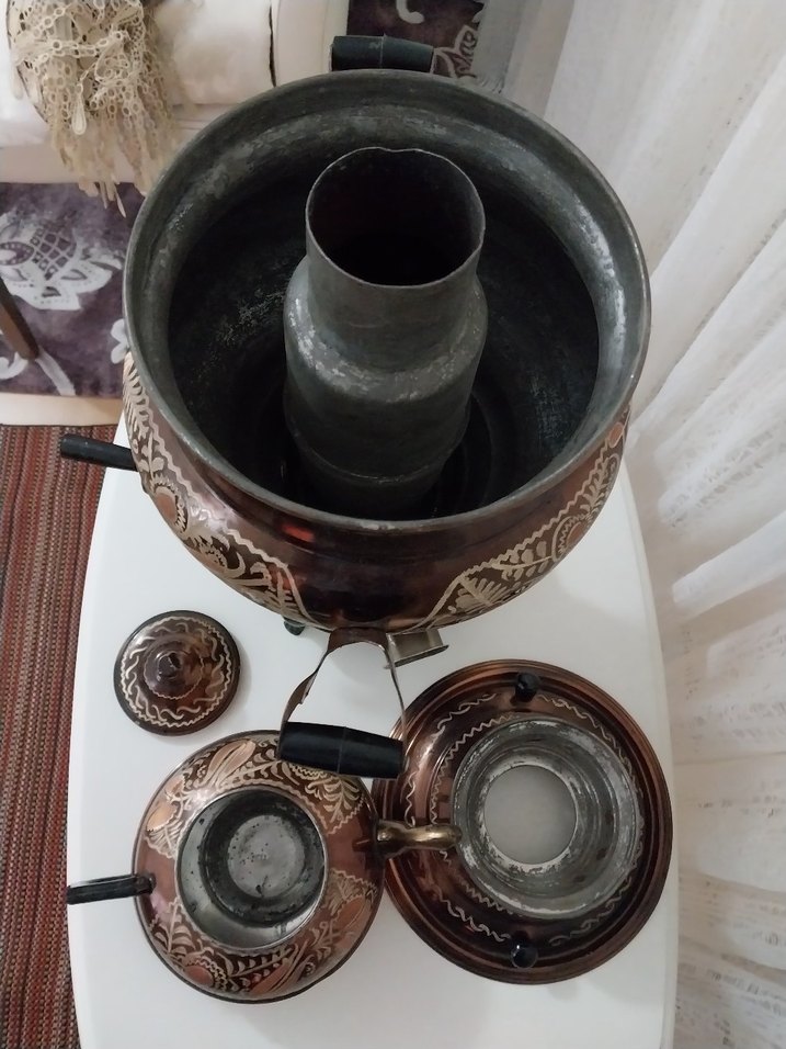 gaziantep Bakır. Bakır İşlemeli Geleneksel Semaver Çaydanlık - Görsel 4