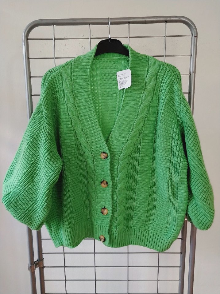 Kadın Yeşil Mini Triko Hırka - Görsel 3