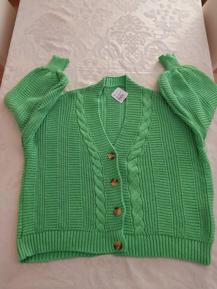 Kadın Yeşil Mini Triko Hırka - Görsel 4