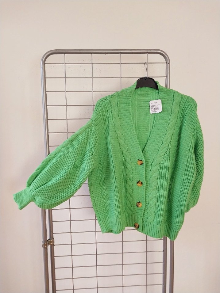 Kadın Yeşil Mini Triko Hırka - Görsel 2