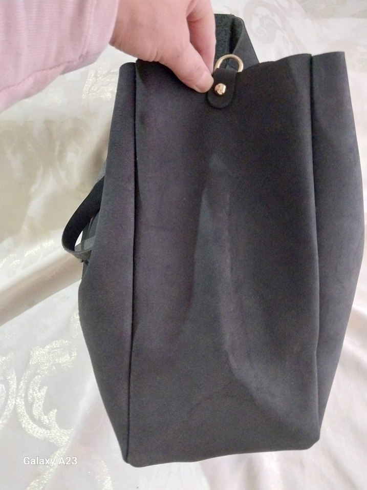 Zara Siyah Süet Kadın Çanta - Görsel 4