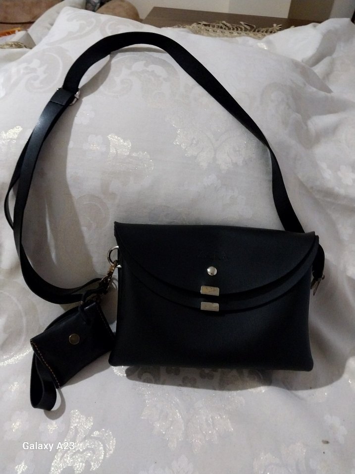 Zara  deri Siyah Deri Biker Kadın Çanta - Görsel 2