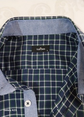 TUDORS. Erkek Lacivert Kareli Pamuk Gömlek L - Görsel 5