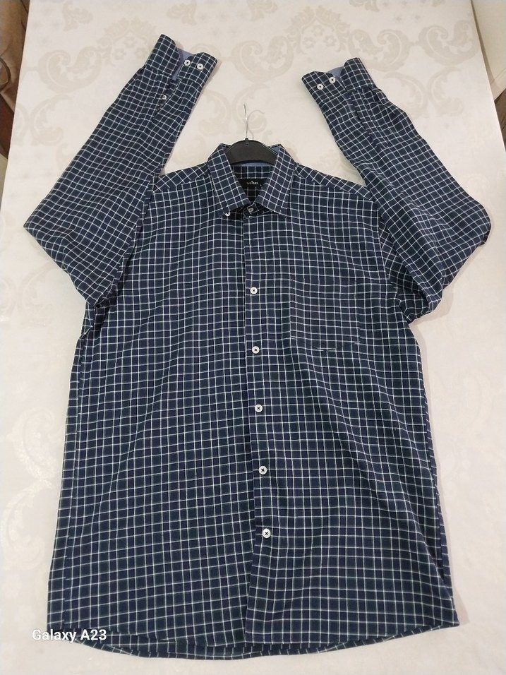 TUDORS. Erkek Lacivert Kareli Pamuk Gömlek L - Görsel 4