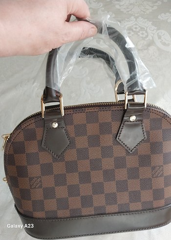 Kahverengi Kareli Deri Kadın Çanta - Görsel 3