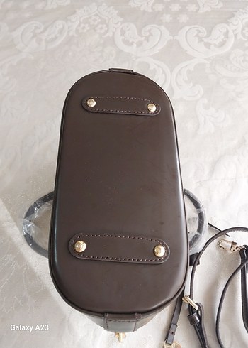 Kahverengi Kareli Deri Kadın Çanta - Görsel 5