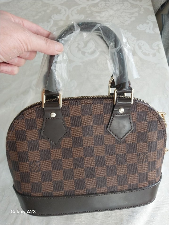 Kahverengi Kareli Deri Kadın Çanta - Görsel 2