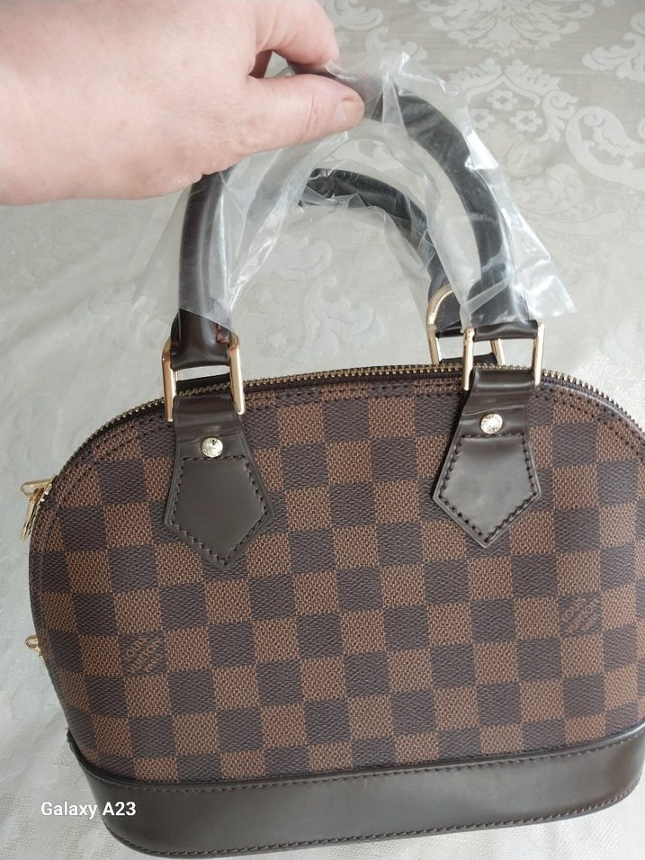 Kahverengi Kareli Deri Kadın Çanta - Görsel 3