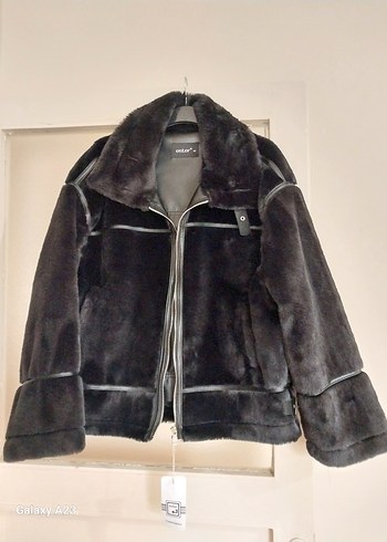 Siyah Süet Kadın Ceket Kürklü Detaylı - Görsel 2