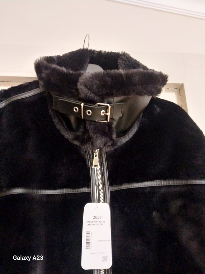 Siyah Süet Kadın Ceket Kürklü Detaylı - Görsel 4