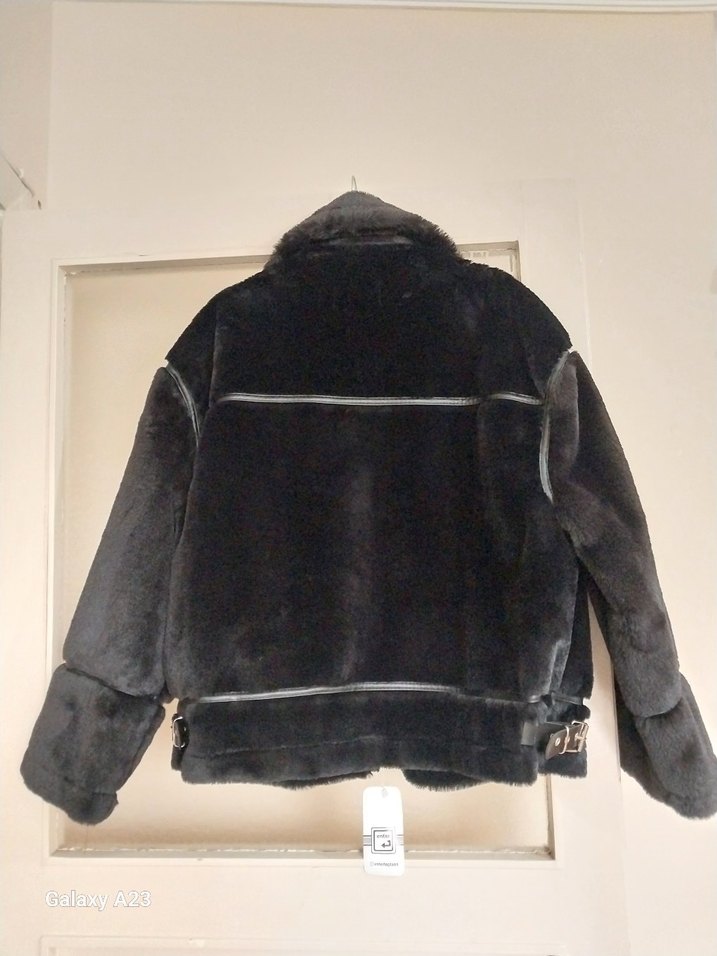 Siyah Süet Kadın Ceket Kürklü Detaylı - Görsel 3