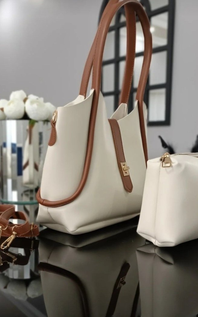 Bej Deri Kadın Çanta - Görsel 3