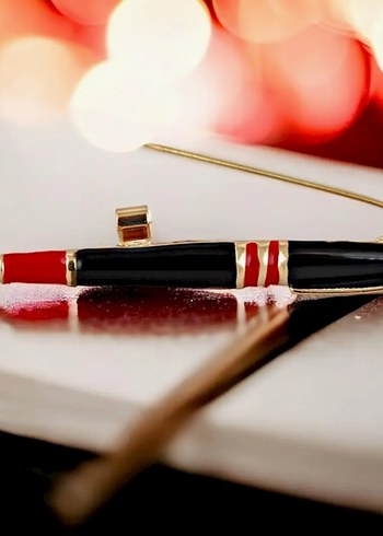 Bordo Renkli Klasik Dolma Kalem Broş - Görsel 2