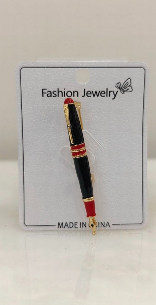 Bordo Renkli Klasik Dolma Kalem Broş - Görsel 4