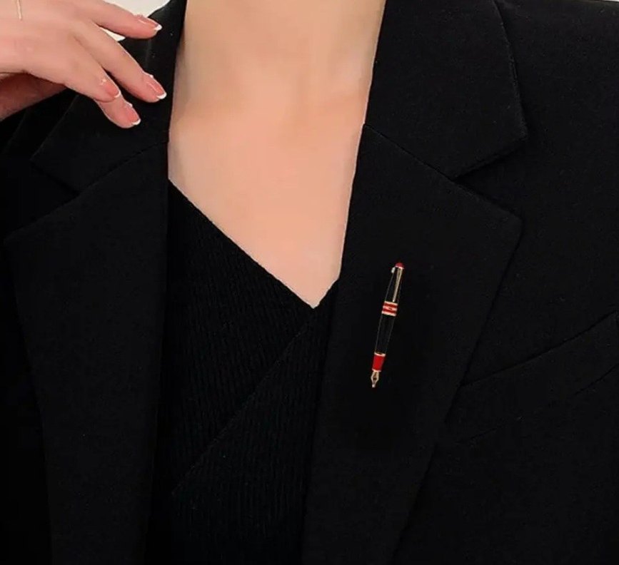 Bordo Renkli Klasik Dolma Kalem Broş - Görsel 3