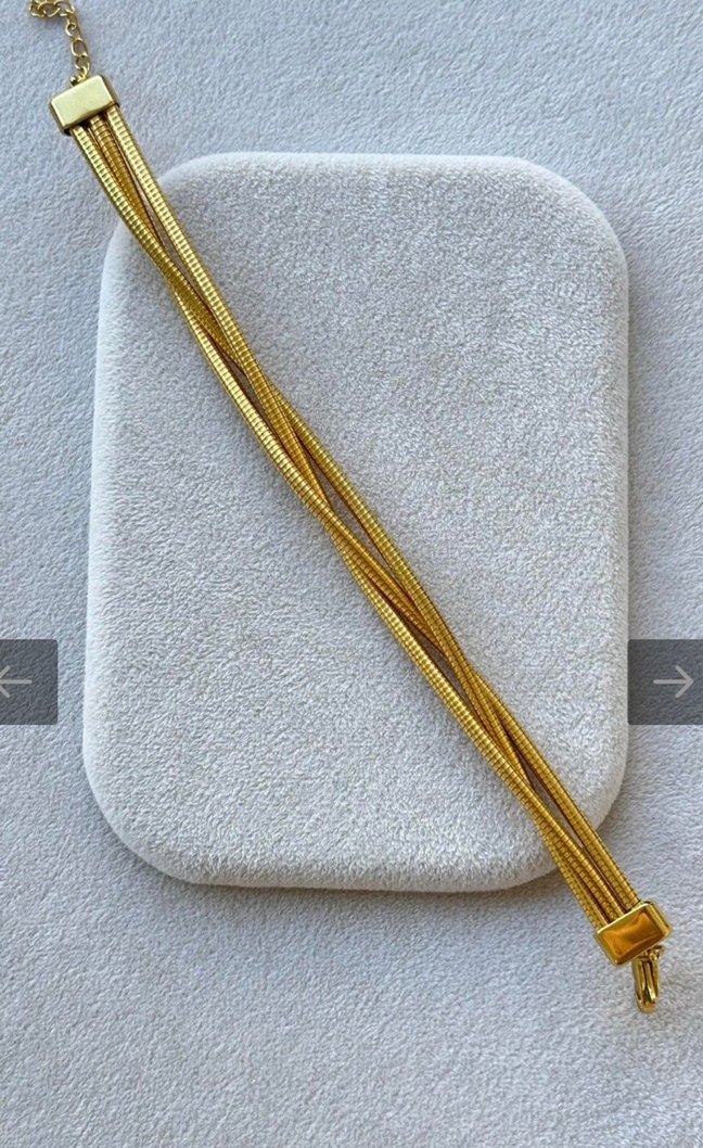 Altın Rengi Yılan Desenli Zincir Bileklik - Görsel 2