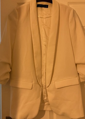 Zara Bej Kadin Midi Blazer Ceket